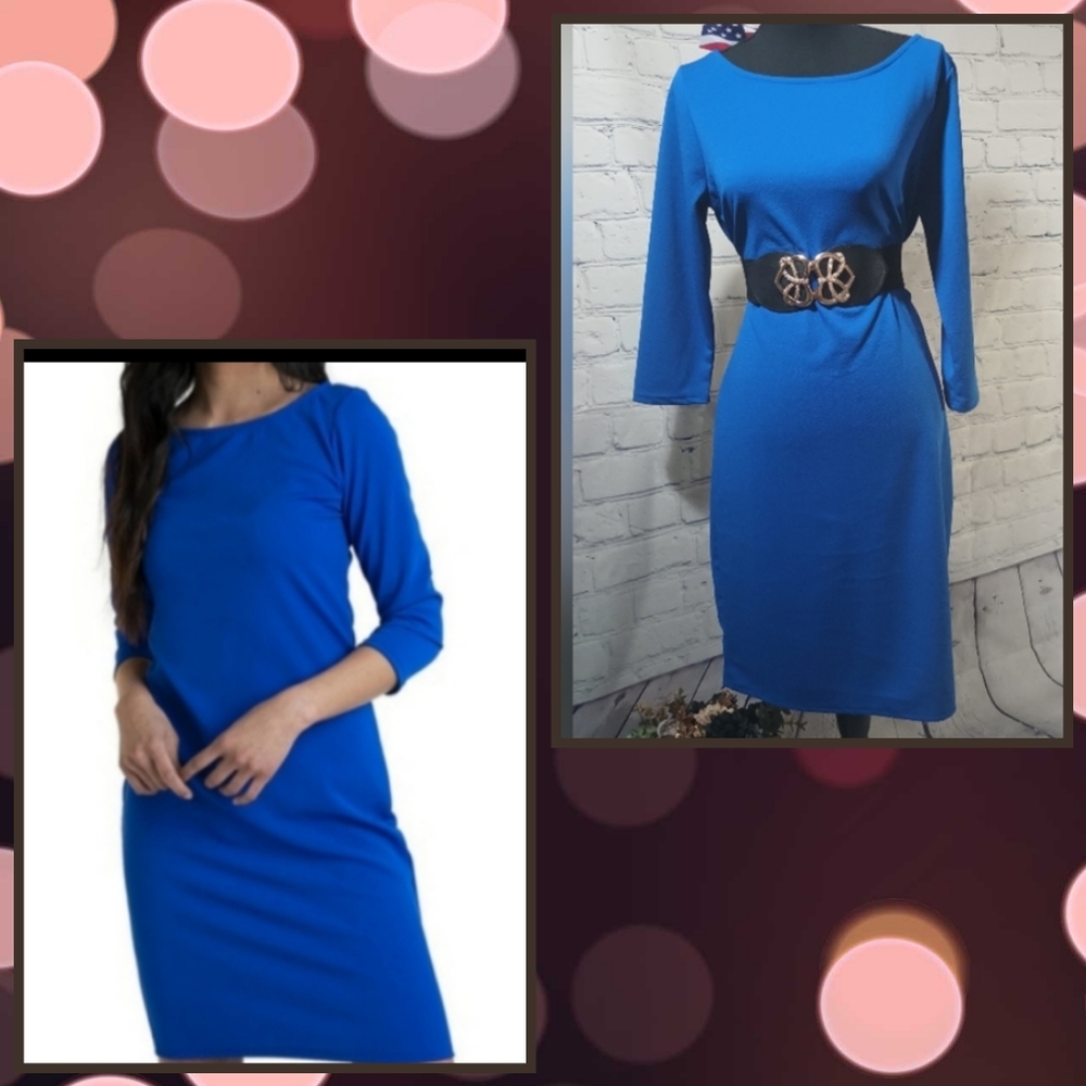 Midi textured Sheathdress Colbolt Blue